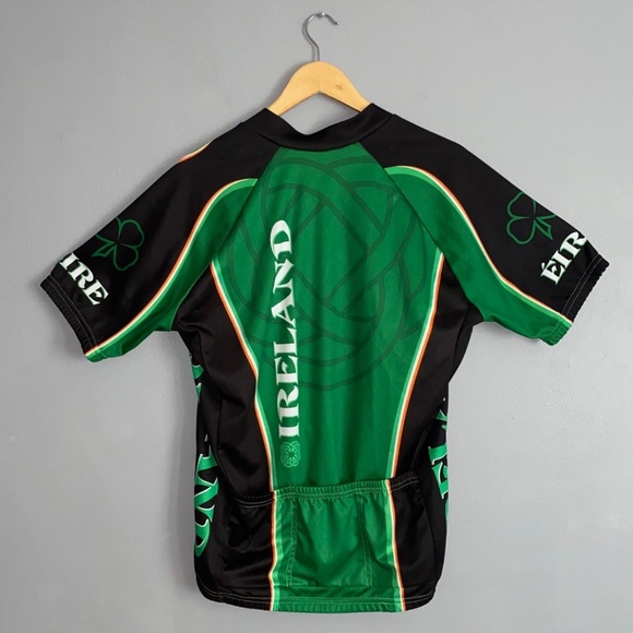 Men's Lg IRELAND Eire Performance Bicycle 2/3 Zip Cycling Jersey Back Pockets - Picture 12 of 13